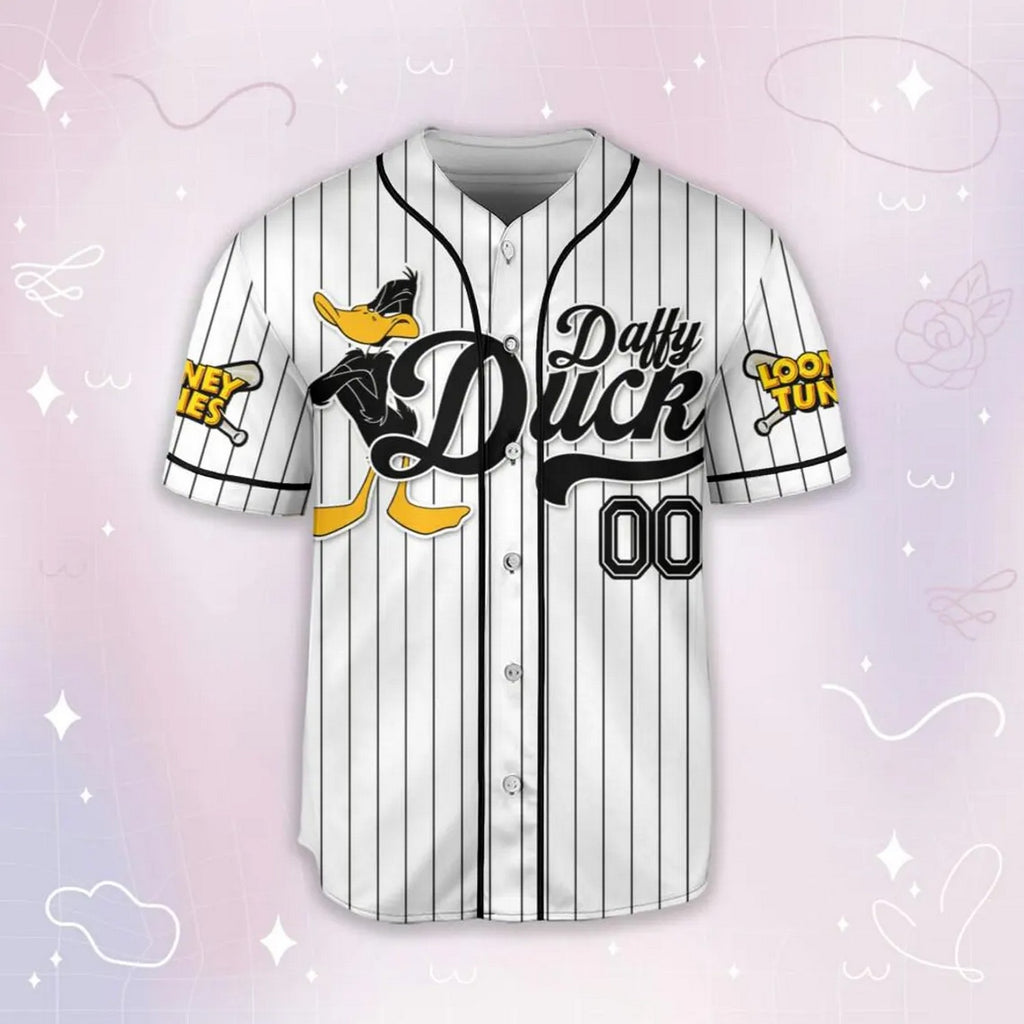 Custom Name Looney Tune Daffy Duck Simple Baseball Jersey