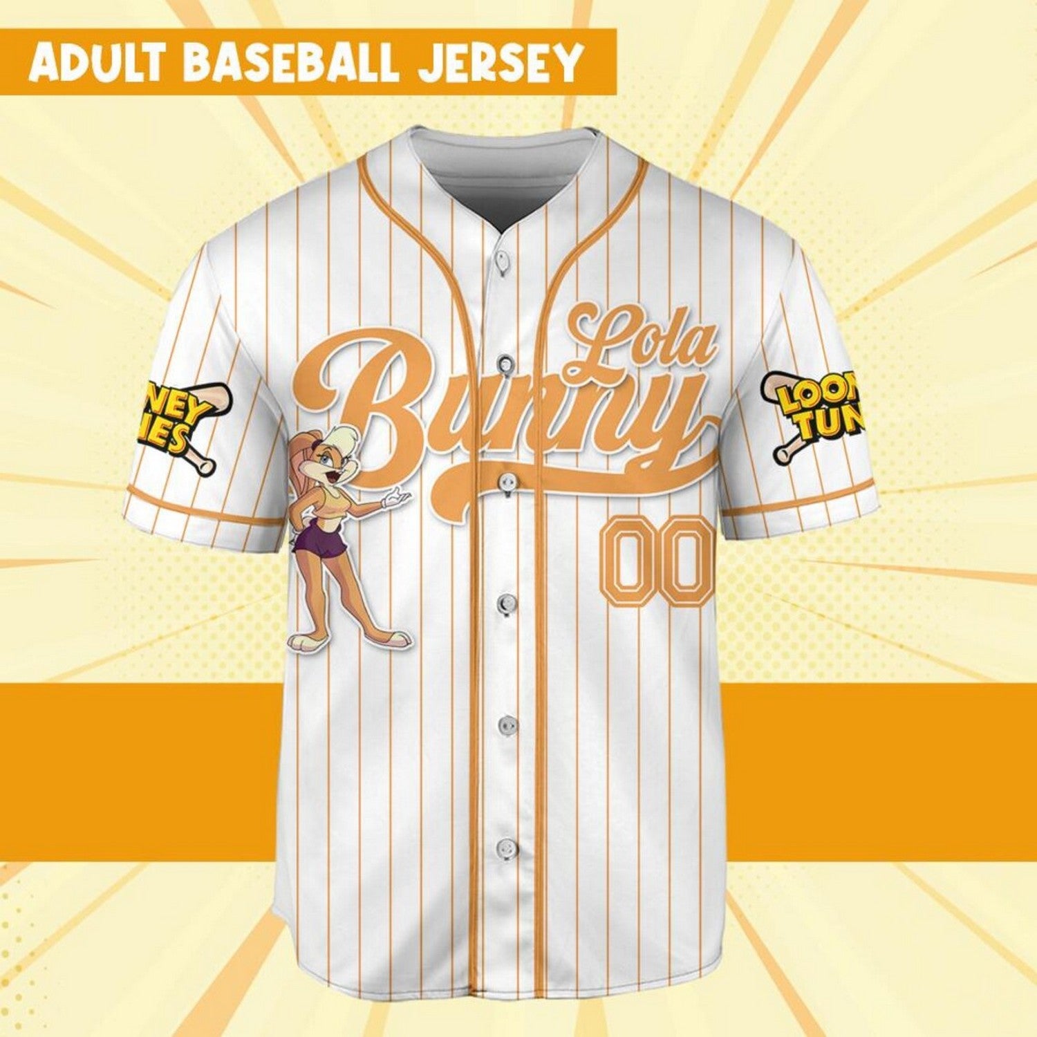 Custom Name Looney Tune Lola Bunny Simple Baseball Jersey
