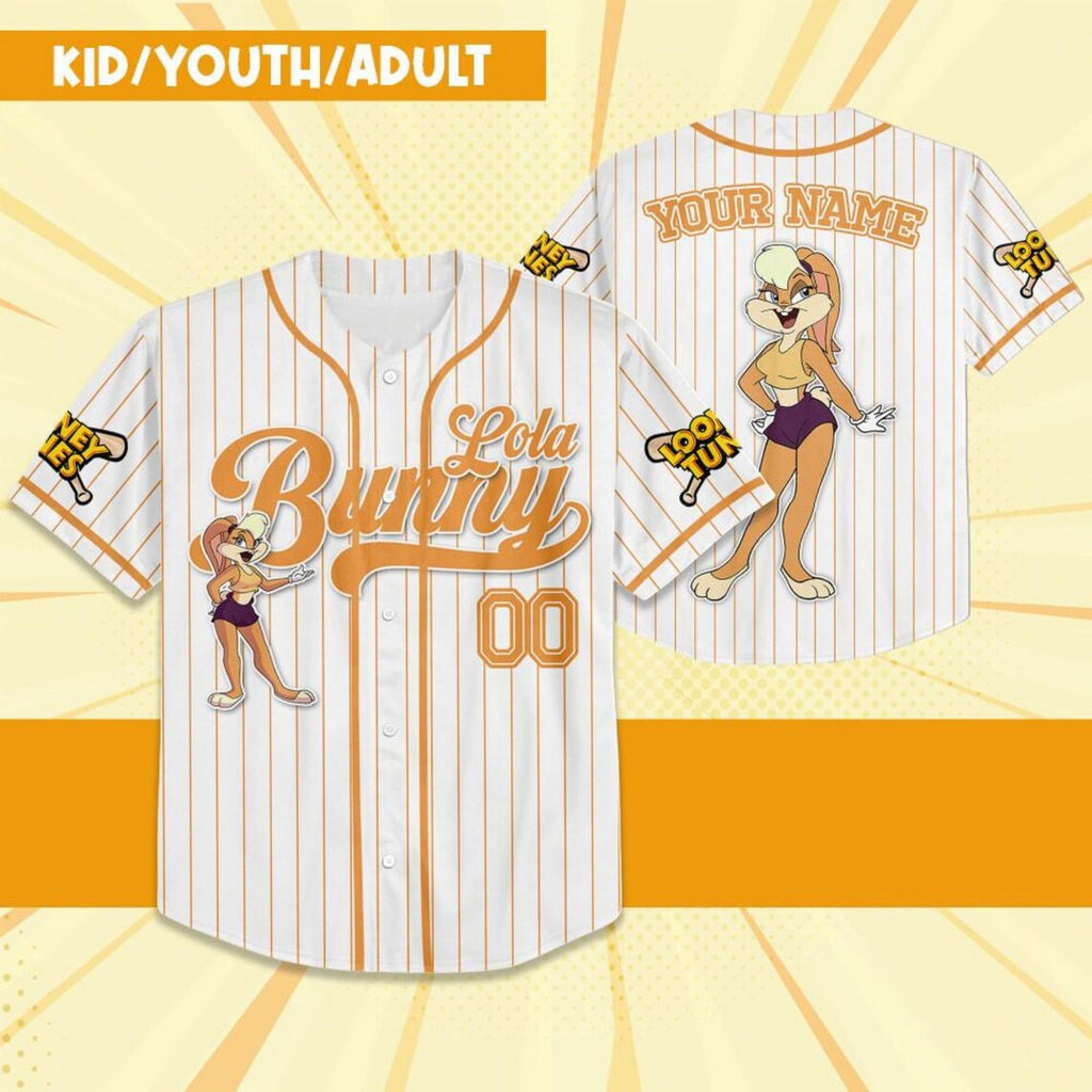 Custom Name Looney Tune Lola Bunny Simple Baseball Jersey