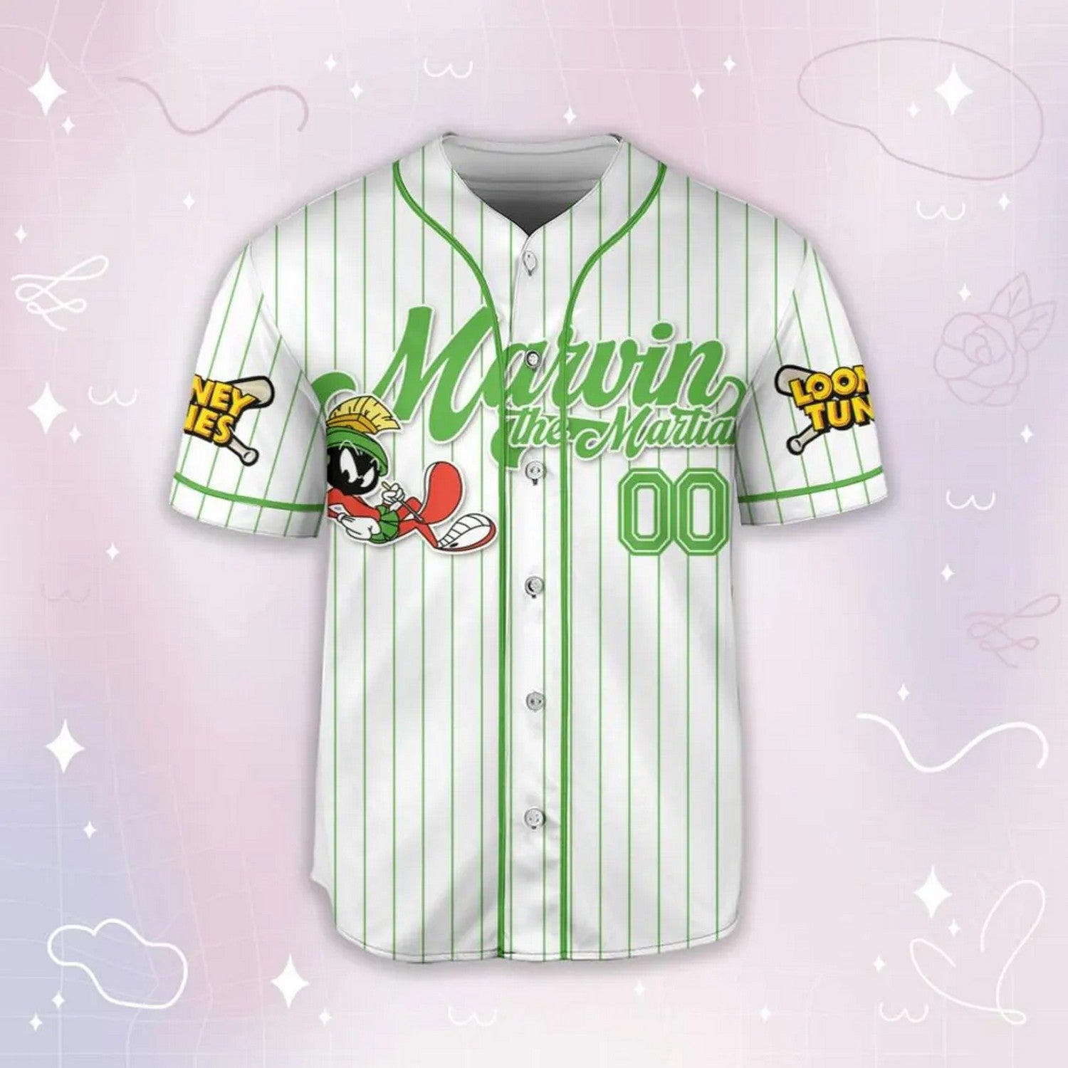 Custom Name Looney Tune Marvin The Martian Simple Baseball Jersey
