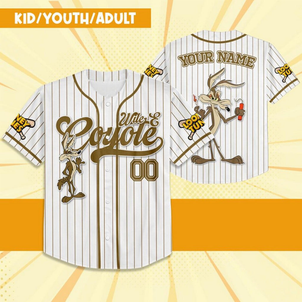 Custom Name Looney Wile E Coyete Simple Baseball Jersey