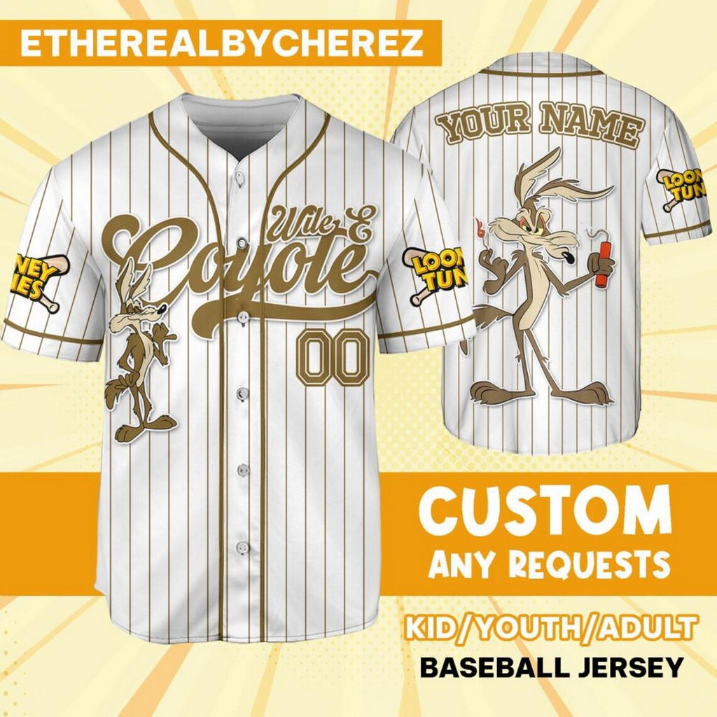 Custom Name Looney Wile E Coyete Simple Baseball Jersey