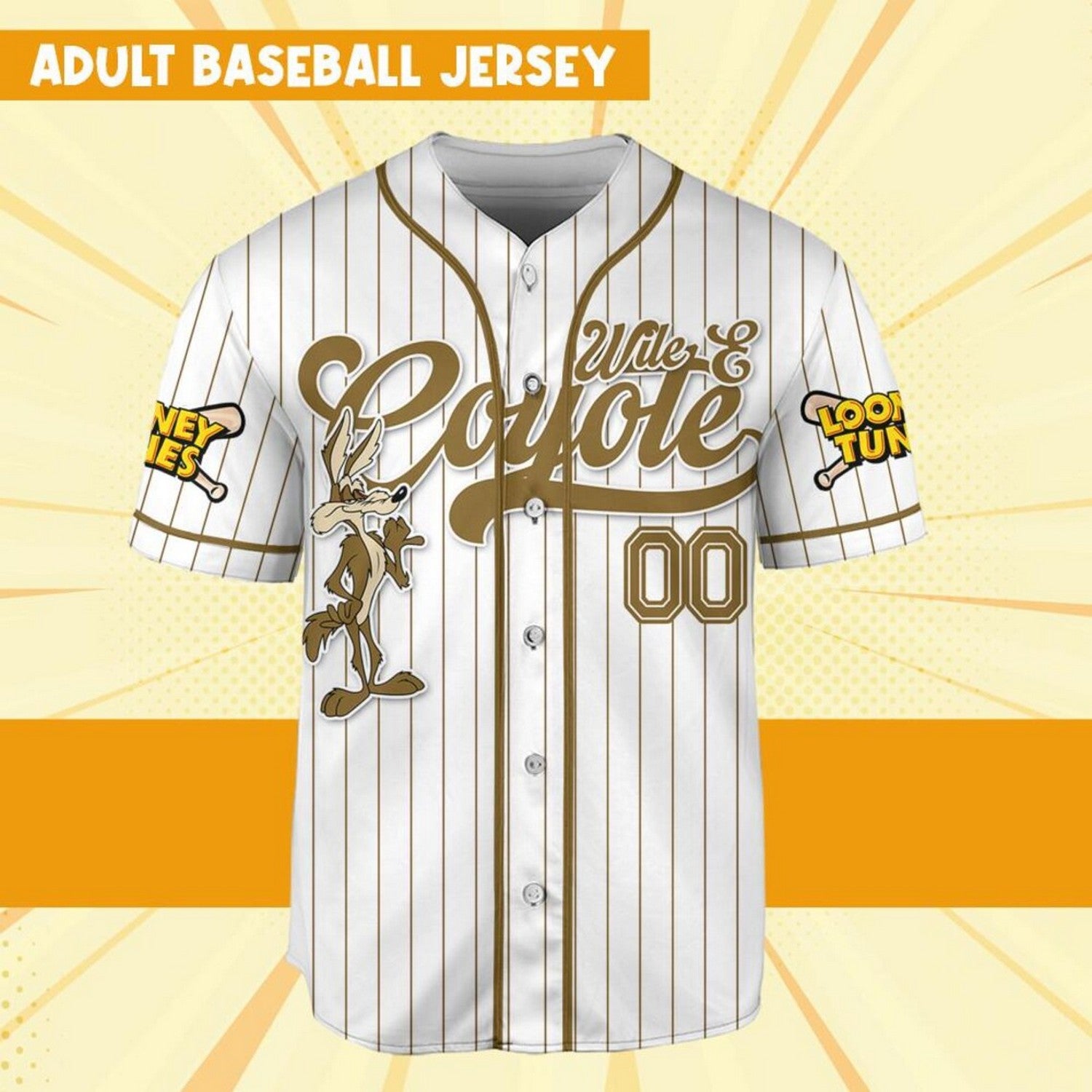Custom Name Looney Wile E Coyete Simple Baseball Jersey