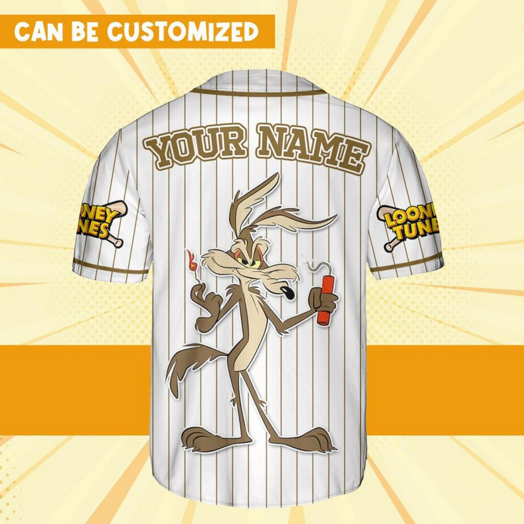 Custom Name Looney Wile E Coyete Simple Baseball Jersey