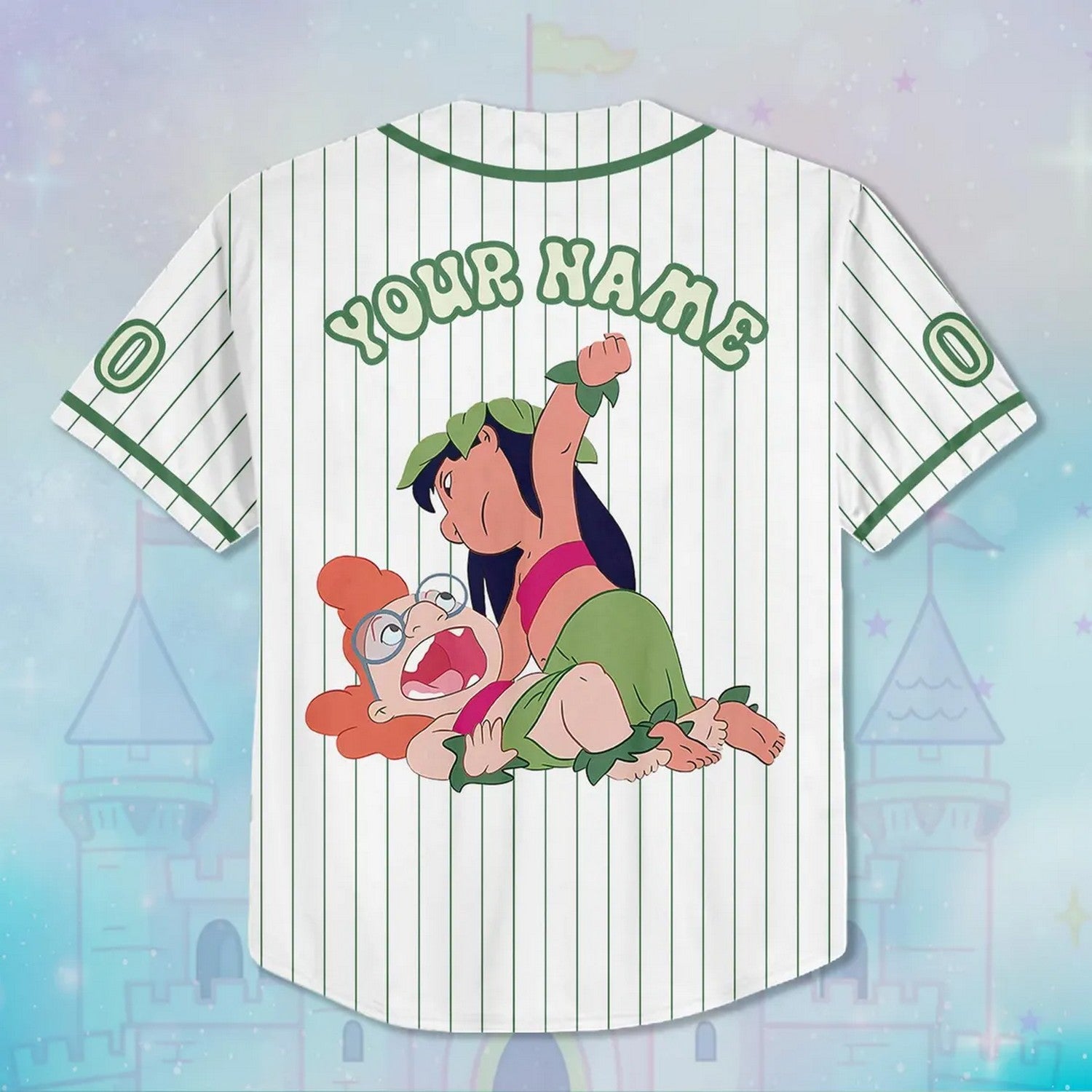 Custom Name Parody Lilo &amp; Myrtle Cartoon Hawaiian Punch White Baseball Jersey