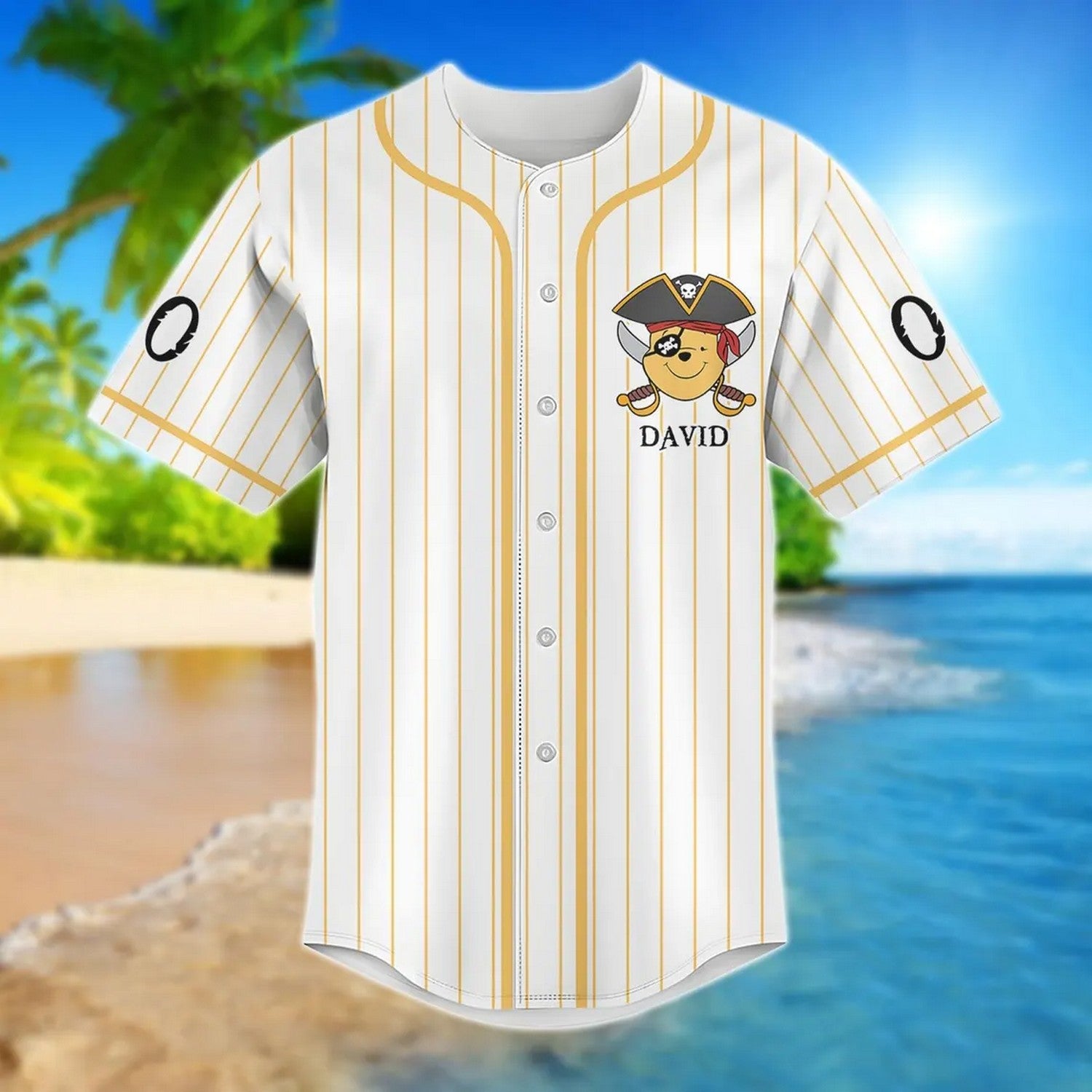 Custom Name Pirate Pooh Baseball Jersey
