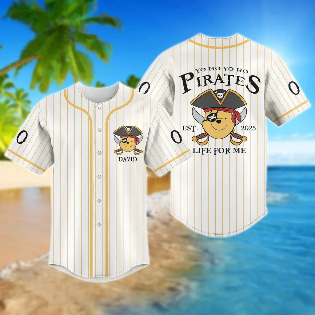 Custom Name Pirate Pooh Baseball Jersey