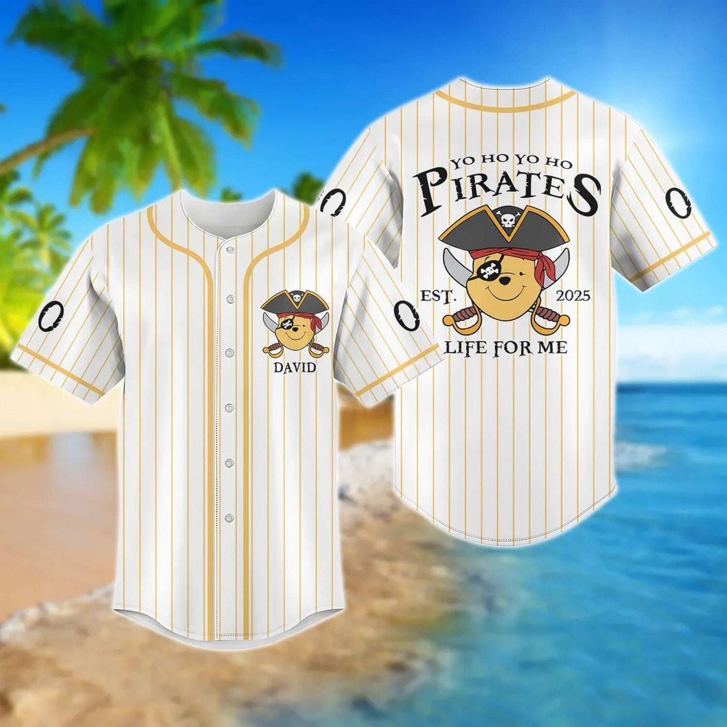 Custom Name Pirate Pooh Baseball Jersey