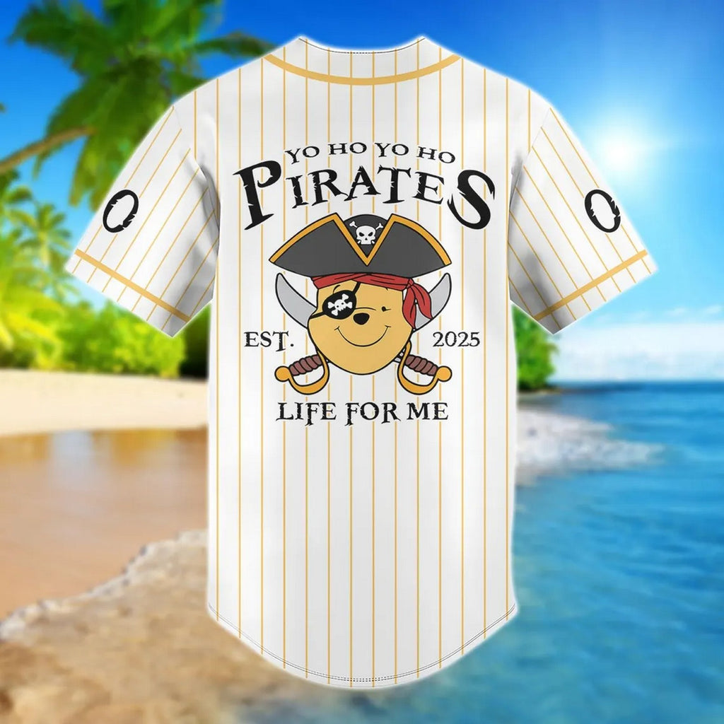 Custom Name Pirate Pooh Baseball Jersey