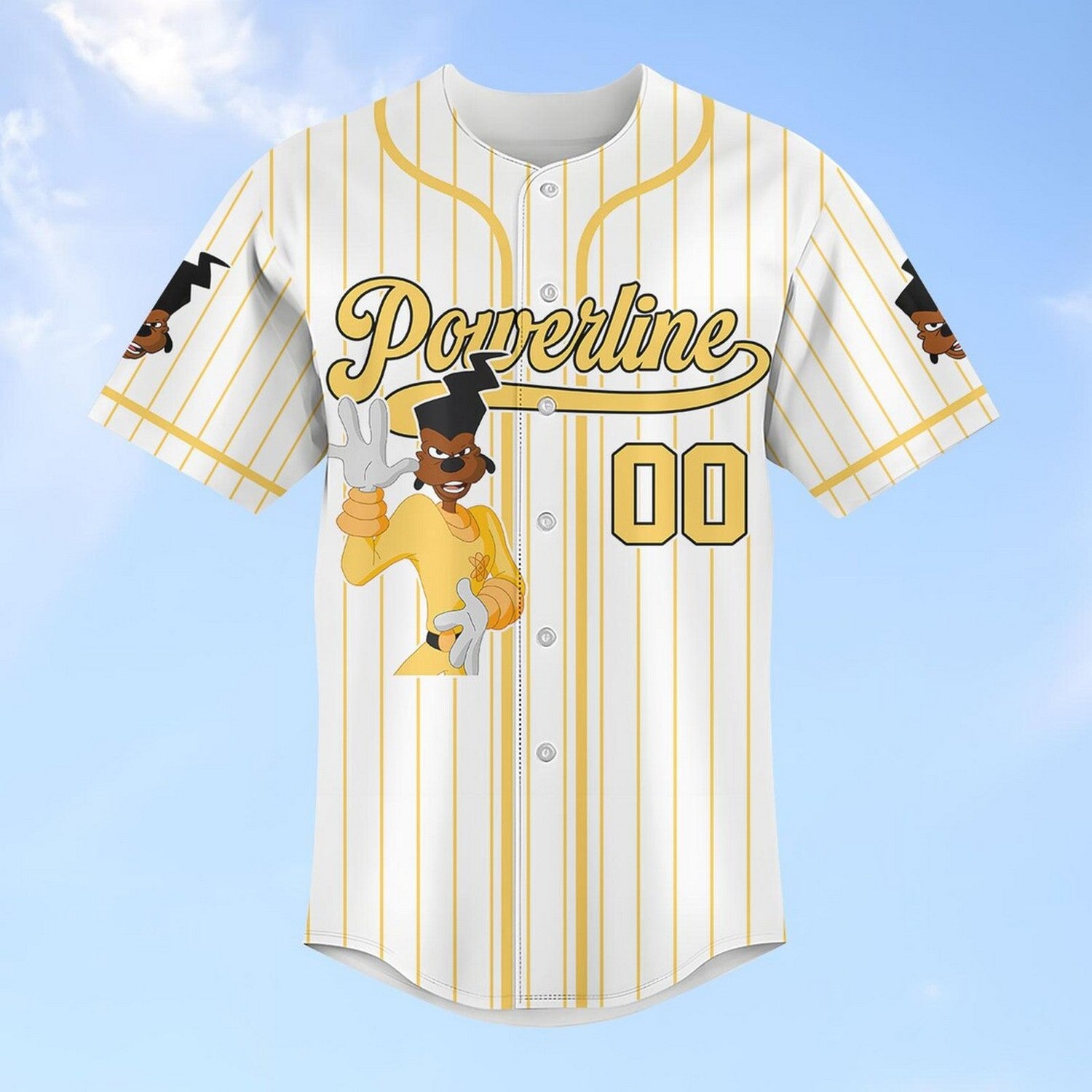 Custom Name Powerline Yellow White Baseball Jersey