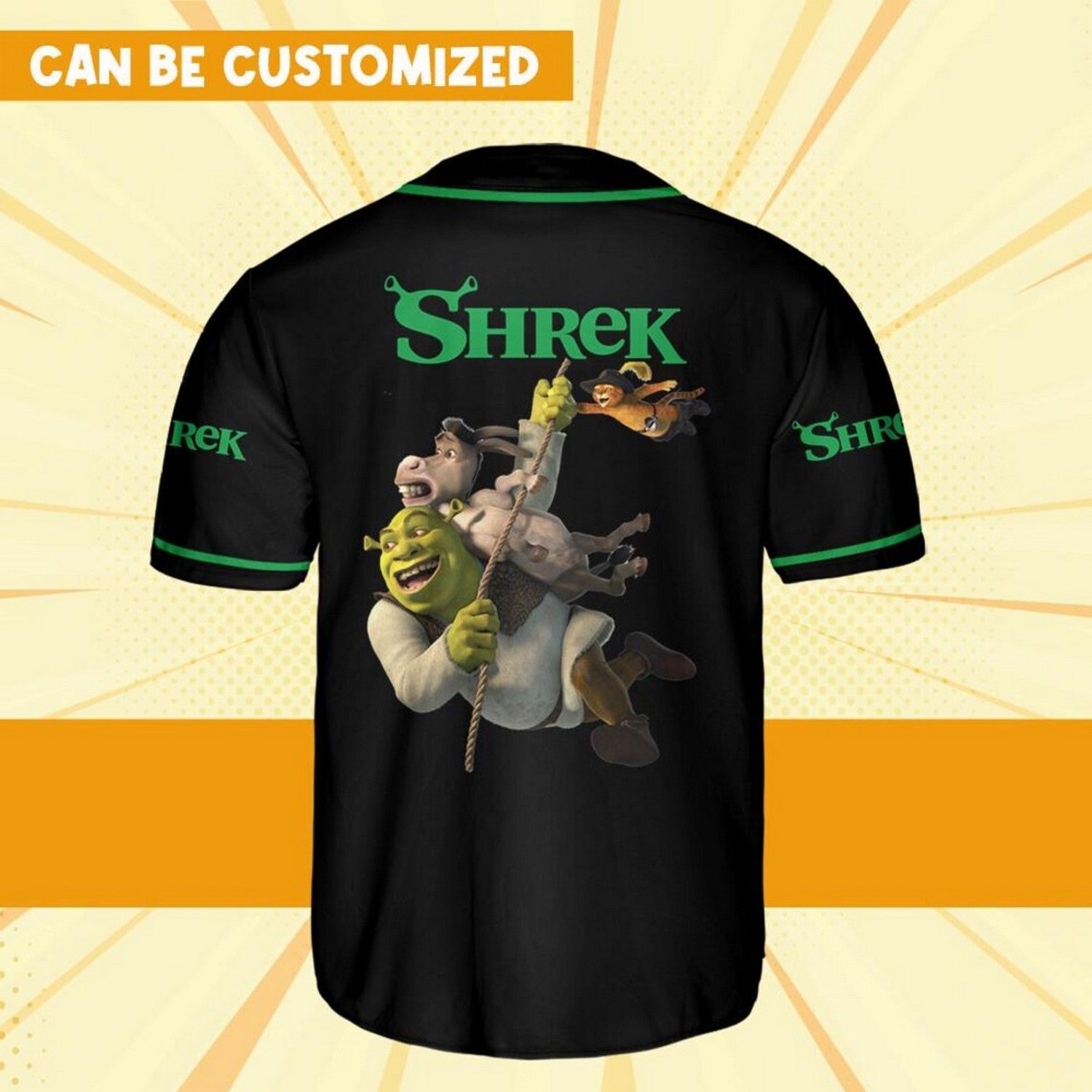 Custom Name  Shrek Friend Funny Awesome Black Green Baseball Jersey