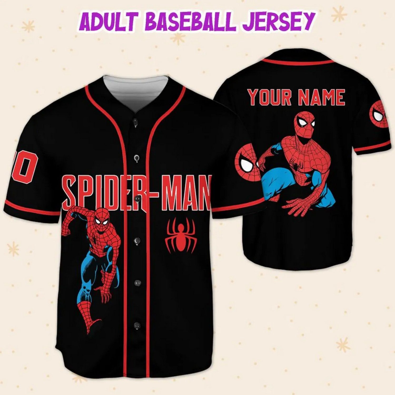 Custom Name Spiderman Spiderverse Peter Parker Black Baseball Jersey