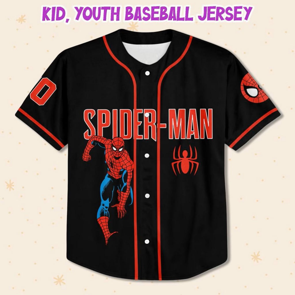 Custom Name Spiderman Spiderverse Peter Parker Black Baseball Jersey