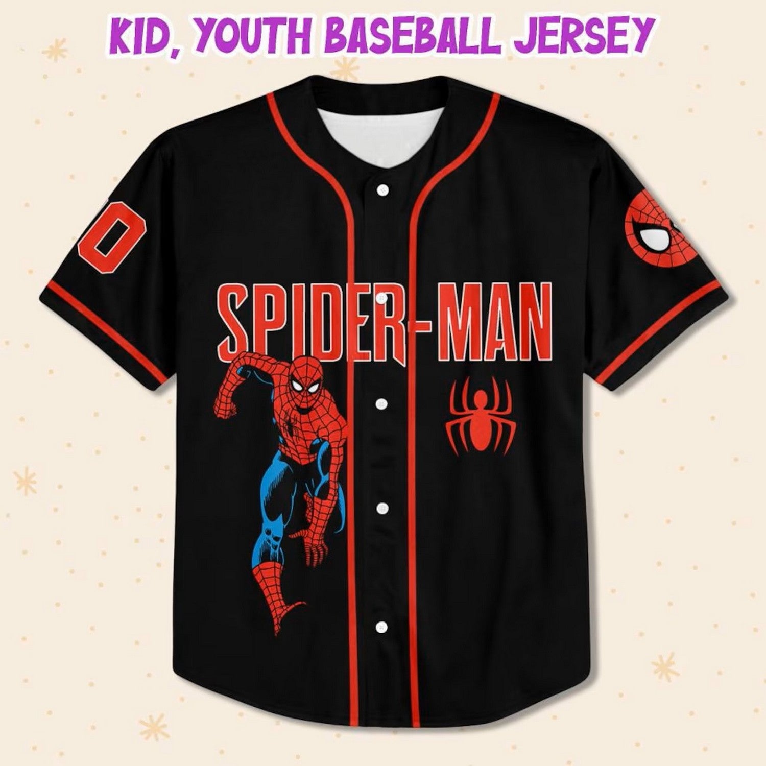 Custom Name Spiderman Spiderverse Peter Parker Black Baseball Jersey