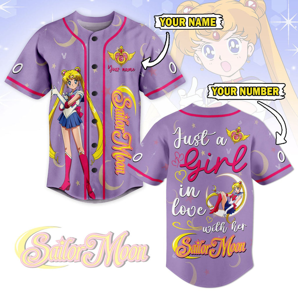 Customized Just A Girl In Love With Her Sailor Moon Pretty Baseball Jersey