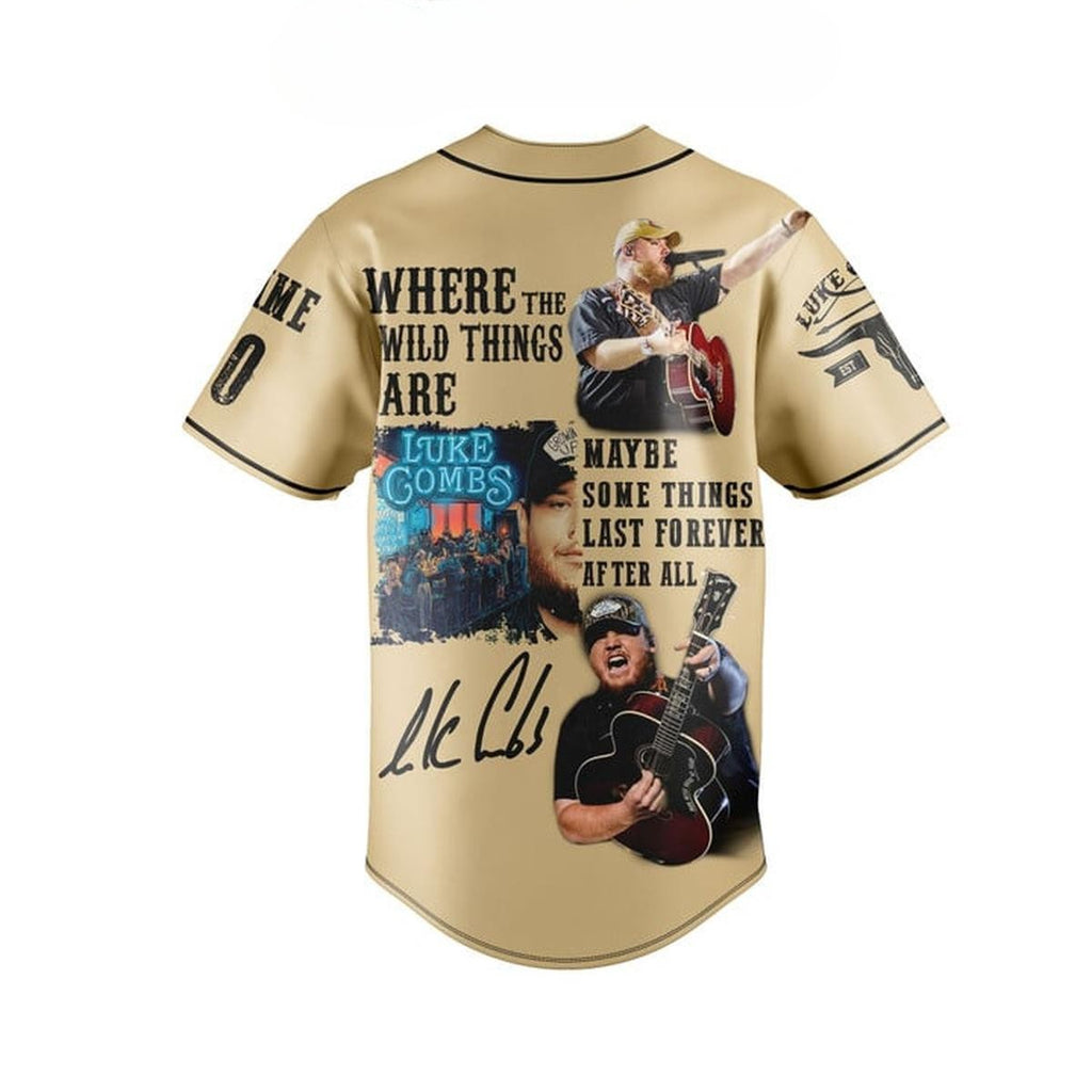 Customized Luke Combs Where The Wild Things Are Beige Baseball Jersey