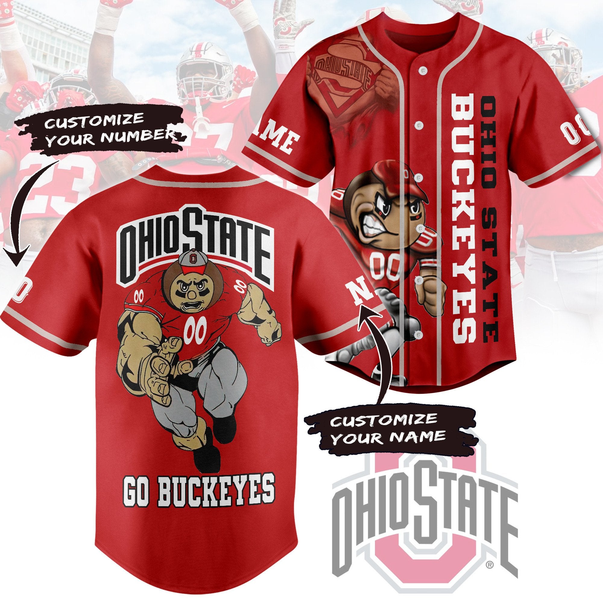 Customized Ohio State Fear The Buckeyes Baseball Jersey For Fans