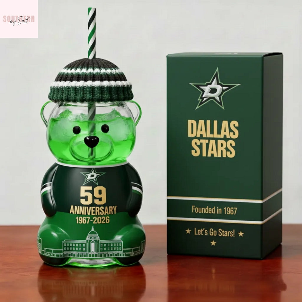 Dallas Stars 59th Anniversary 1967-2026 Bear Glass Cup