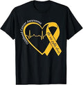 Childhood Cancer Awareness Gold Heart Ribbon Unisex T-shirt, Sweatshirt, Hoodie (1)