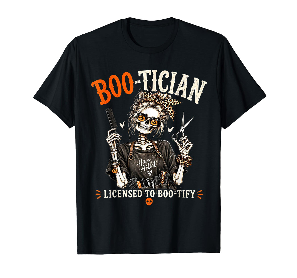 Boo-Tician Halloween Hair Stylist Skeleton Hairstylist Unisex T-shirt, Sweatshirt, Hoodie (1)