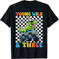 Young Wild Three T-Rex Dino Monster Truck 3rd Birthday Unisex T-shirt, Sweatshirt, Hoodie (1)