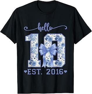 10 Est 2016 Blue Coquette Bow 10th Birthday Girl Unisex T-shirt, Sweatshirt, Hoodie (1)