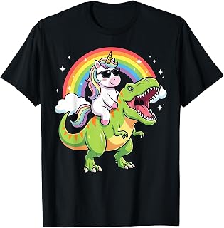 Unicorn Riding T-Rex Dinosaur Unisex T-shirt, Sweatshirt, Hoodie (1)
