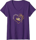 Lsu Tigers Bow Heart Purple Officially Licensed V-Neck Unisex T-shirt, Sweatshirt, Hoodie (1)