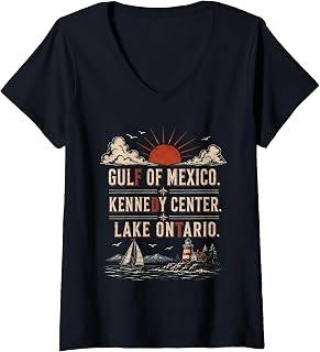 Gulf Mexico Kennedy Center Lake Ontario Vintage Retro V-Neck (1)