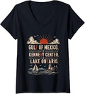 Gulf Mexico Kennedy Center Lake Ontario Vintage Retro V-Neck (1)