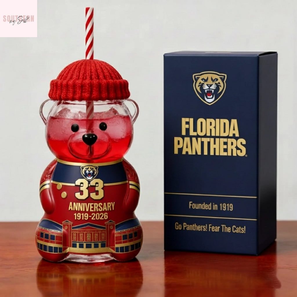 Florida Panthers 33rd Anniversary Bear Glass Cup