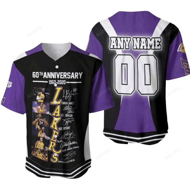 Los Angeles Lakers 74 Years Of Lakers The Greatest Teams Signatures Nba 3D Designed Personalized Baseball Jersey Nba Gift For Fans