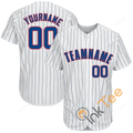 Custom White Royal Strip Royal Red Personalized Baseball Jersey