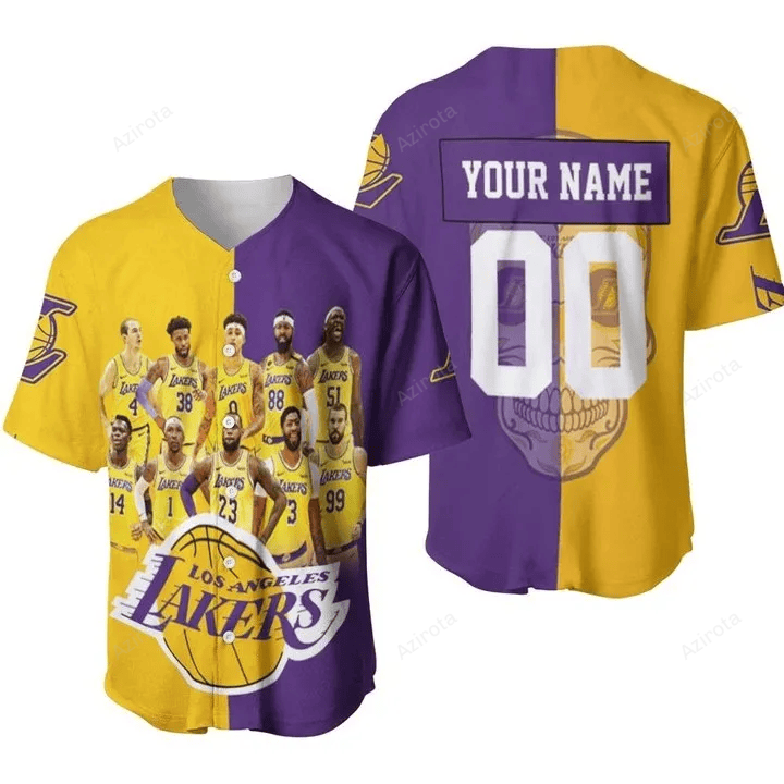 Los Angeles Lakers Skull Logo Nba Western Conference Personalized Baseball Jersey Nba Gift For Fans