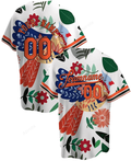 Personalized Bird Pattern Art With Flower Printed Name And Number Idea Gift For Fans Baseball Jersey - Zimustore