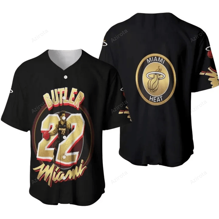 Miami Heat Jimmy Butler 22 Nba Small Forward Logo Team 3D Designed Baseball Jersey Nba Gift For Fans