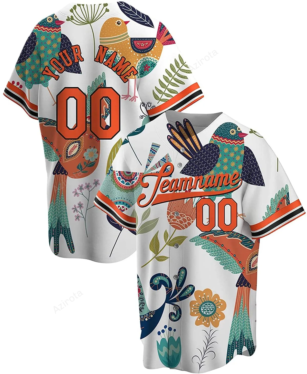 Personalized Bird And Flower Printed Name And Number Idea Gift For Fans Baseball Jersey