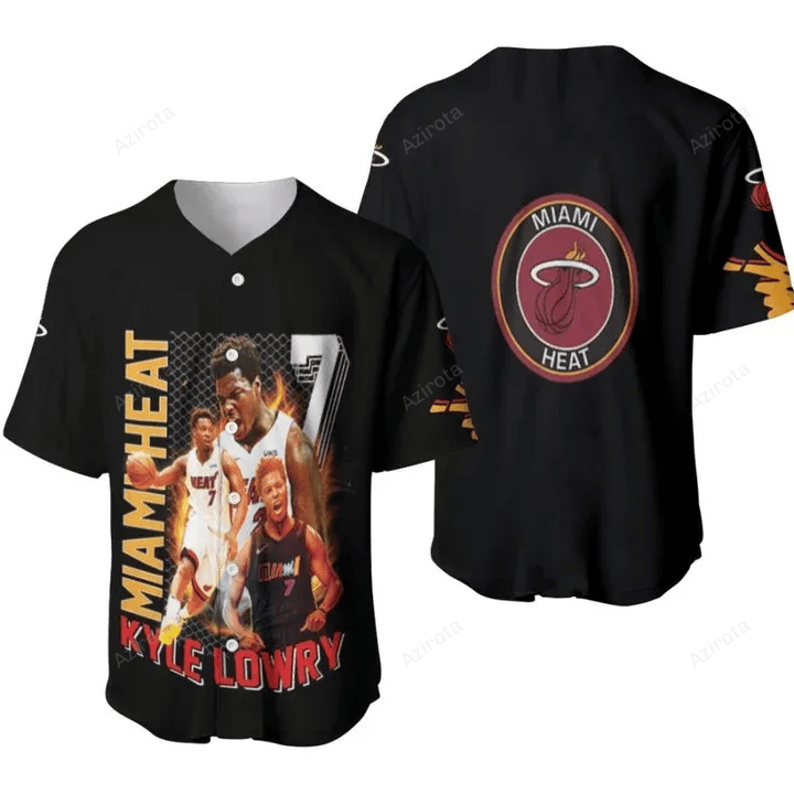 Miami Heat Kyle Lowry 7 Nba All Star Champion Player Of The Month Logo Team Black 3D Baseball Jersey Nba Gift For Fans