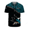 San Jose Sharks Grunge Polynesian Tattoo Baseball Jersey Nhl Gift For Fans
