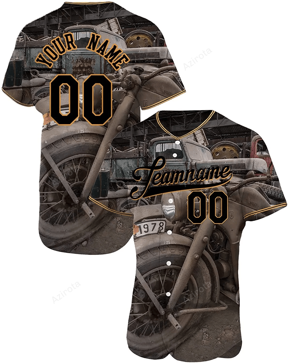 Personalized Motorcycle Made Of Wood Printed Name And Number Idea Gift For Fans Baseball Jersey - Zimustore