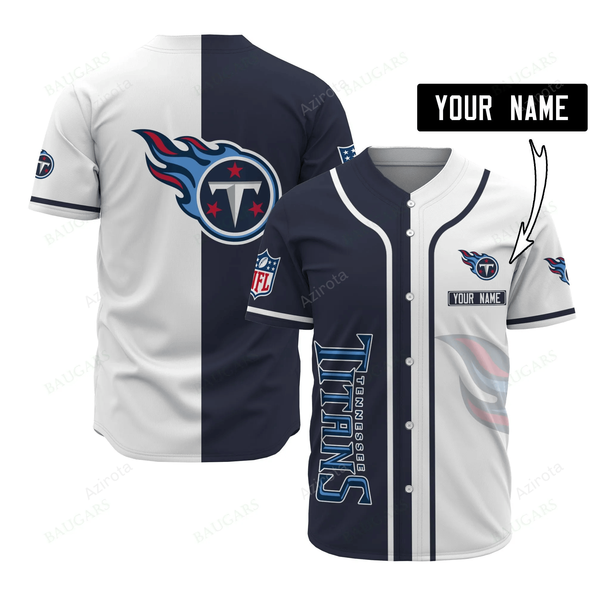 Tennessee Titans Personalized Baseball Jersey 510