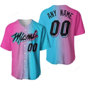 Personalized Miami Heat Any Name 00 Nba City Edition Split Pink Blue Baseball Jersey Nba Gift For Fans