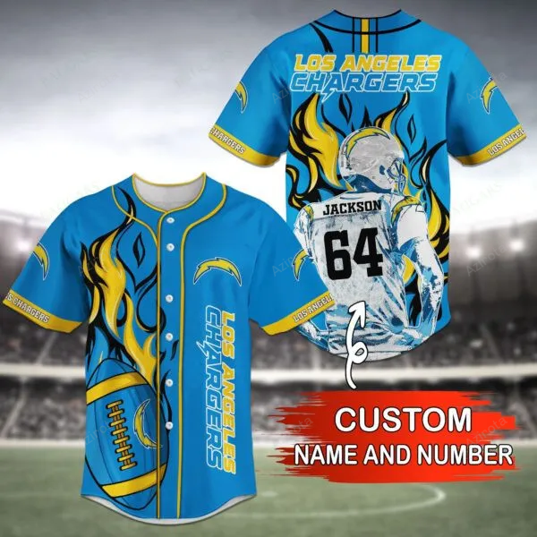 Los Angeles Chargers Personalized Baseball Jersey Bg45