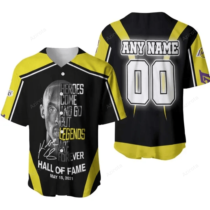 Kobe Bryant 24 Heroes Come And Go But Legends Are Forever Los Angeles Lakers Nba 3D Designed Personalized Baseball Jersey Nba Gift For Fans