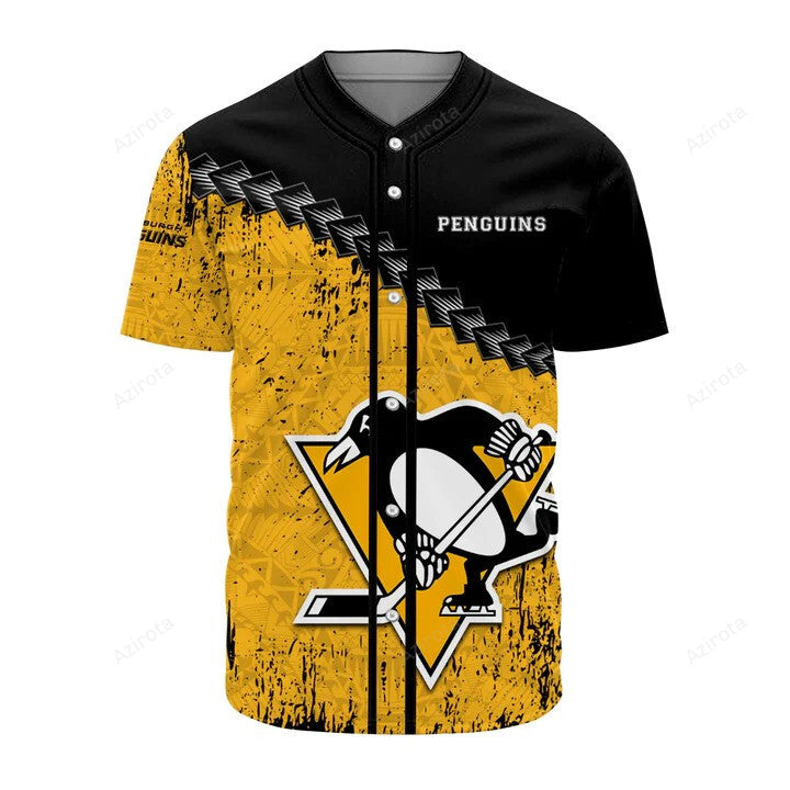 Pittsburgh Penguins Grunge Polynesian Tattoo Baseball Jersey Nhl Gift For Fans
