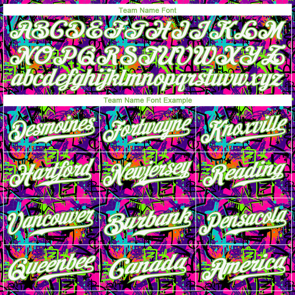 Custom Graffiti Pattern White-Neon Green 3D Authentic Baseball Jersey