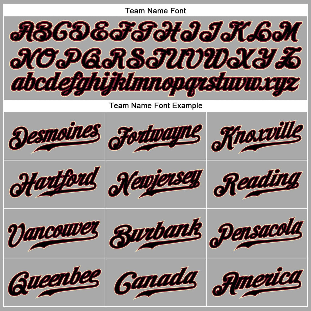 Custom Gray Black Pinstripe Black-Crimson Authentic Baseball Jersey