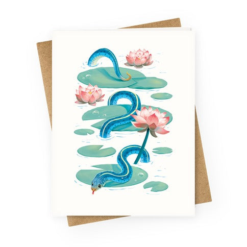 Garter Among Lily Pads Greeting Card