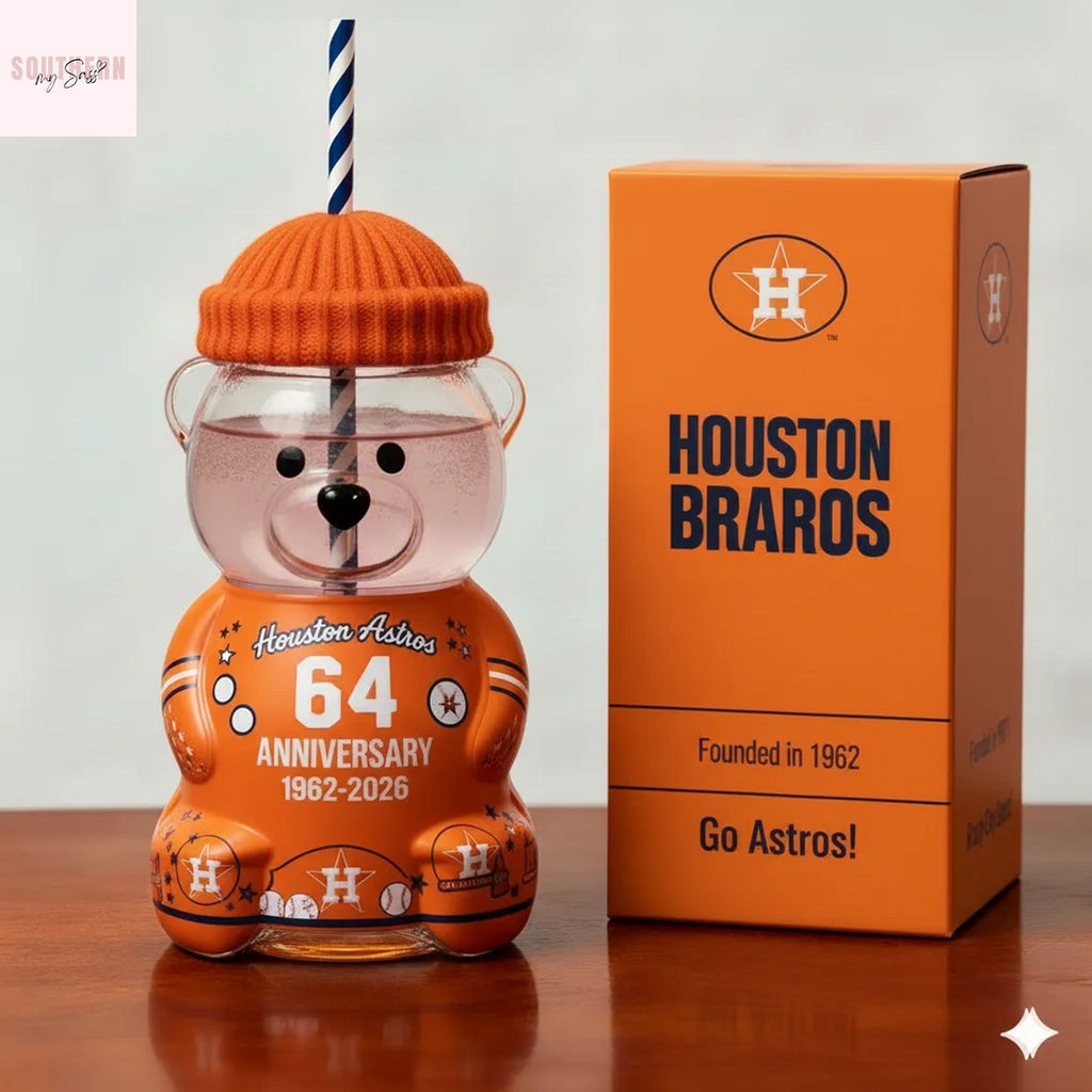 Houston Astros Bear Glass Cup