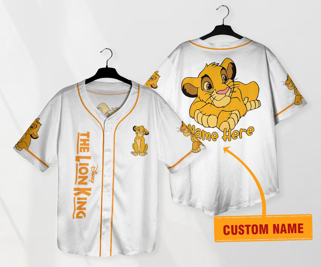 Personalized Simba Jersey The Lion King Baseball Jersey Simba Lion King Baseball Jersey Shirt Cartoon Sports Shirt Gift